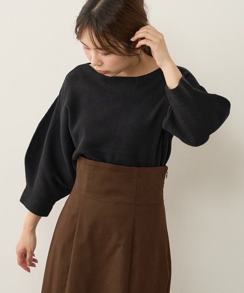 natural couture（ナチュラルクチュール）の「前後2WAYバルーンスリーブニット（ニット/セーター・レディース・ブラウン/ベージュ/グリーン/ブラック/アイボリー/ピンク・FREE）」の20枚目の写真