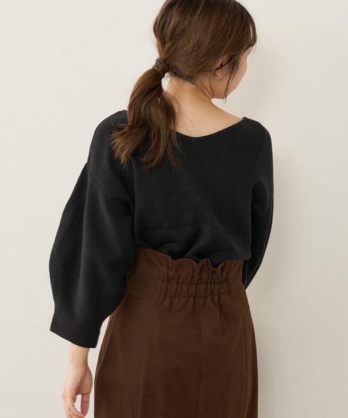 natural couture（ナチュラルクチュール）の「前後2WAYバルーンスリーブニット（ニット/セーター・レディース・ブラウン/ベージュ/グリーン/ブラック/アイボリー/ピンク・FREE）」の15枚目の写真