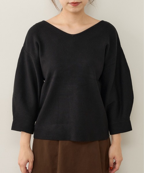 natural couture（ナチュラルクチュール）の「前後2WAYバルーンスリーブニット（ニット/セーター・レディース・ブラウン/ベージュ/グリーン/ブラック/アイボリー/ピンク・FREE）」の13枚目の写真