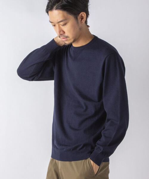 NOLLEY'S goodman（ノーリーズグッドマン）の「コットンカシミヤ プルオーバーニット（ニット/セーター・メンズ・オレンジ/ネイビー/グリーン・M/L）」の6枚目の写真