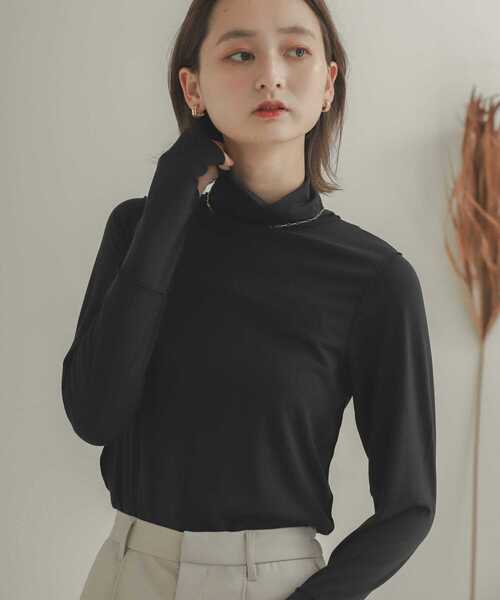 SENSE OF PLACE by URBAN RESEARCH（センスオブプレイスバイアーバンリサーチ）の「サムホールタートルネックトップ（Tシャツ/カットソー・レディース・ブラック/グリーン/アイボリー・ONE）」の13枚目の写真