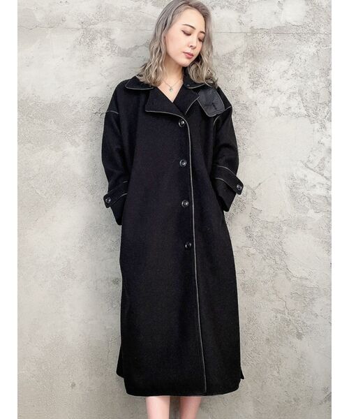 GYDA（ジェイダ）の「2way standコートllarパイピングコート（その他アウター・レディース・ブラック/モカ・FREE）」の2枚目の写真