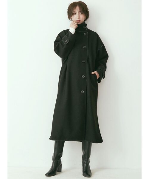 GYDA（ジェイダ）の「2way standコートllarパイピングコート（その他アウター・レディース・ブラック/モカ・FREE）」の14枚目の写真