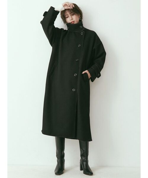 GYDA（ジェイダ）の「2way standコートllarパイピングコート（その他アウター・レディース・ブラック/モカ・FREE）」の3枚目の写真