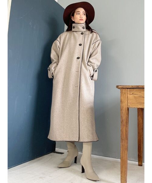 GYDA（ジェイダ）の「2way standコートllarパイピングコート（その他アウター・レディース・ブラック/モカ・FREE）」の11枚目の写真