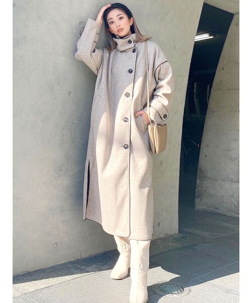 GYDA（ジェイダ）の「2way standコートllarパイピングコート（その他アウター・レディース・ブラック/モカ・FREE）」の19枚目の写真