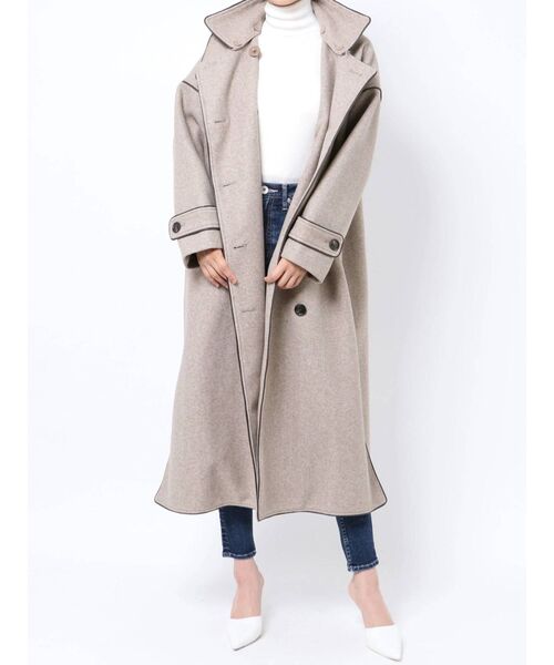 GYDA（ジェイダ）の「2way standコートllarパイピングコート（その他アウター・レディース・ブラック/モカ・FREE）」の12枚目の写真