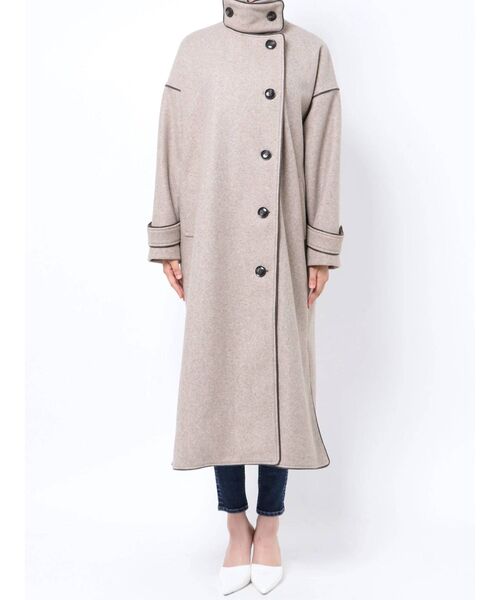 GYDA（ジェイダ）の「2way standコートllarパイピングコート（その他アウター・レディース・ブラック/モカ・FREE）」の5枚目の写真