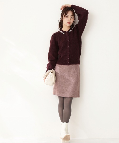 PROPORTION BODY DRESSING(プロポーションボディドレッシング)の「ボリュームスリーブパールジュエルカーデ / 1211274002(カーディガン/ボレロ・レディース・グレー/グリーン系その他/ボルドー・FREE)」の9枚目の写真