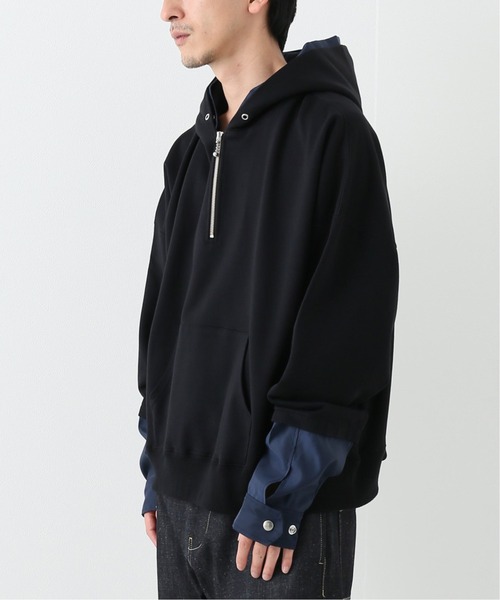 no.(ナンバー)の「【NO. / ナンバー】LAYERED SWEAT HOODY(パーカー・メンズ・ブラック/ホワイト・MEDIUM)」の2枚目の写真