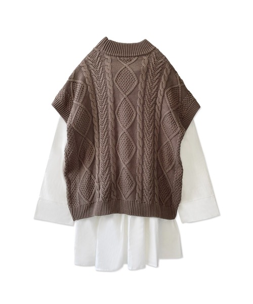 ANDGEEBEE（アンジービー）の「シャツニットワンピ（ニット/セーター・レディース・モカ/ベージュ・MEDIUM）」の4枚目の写真