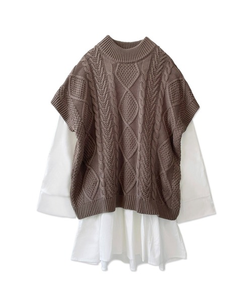 ANDGEEBEE（アンジービー）の「シャツニットワンピ（ニット/セーター・レディース・モカ/ベージュ・MEDIUM）」の15枚目の写真