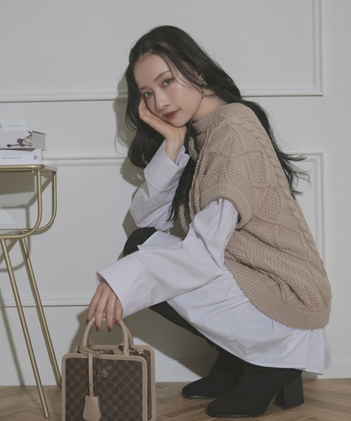 ANDGEEBEE（アンジービー）の「シャツニットワンピ（ニット/セーター・レディース・モカ/ベージュ・MEDIUM）」の5枚目の写真