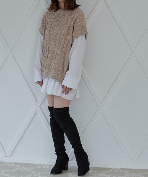 ANDGEEBEE（アンジービー）の「シャツニットワンピ（ニット/セーター・レディース・モカ/ベージュ・MEDIUM）」の18枚目の写真