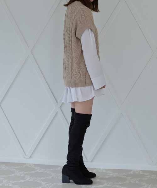 ANDGEEBEE（アンジービー）の「シャツニットワンピ（ニット/セーター・レディース・モカ/ベージュ・MEDIUM）」の8枚目の写真