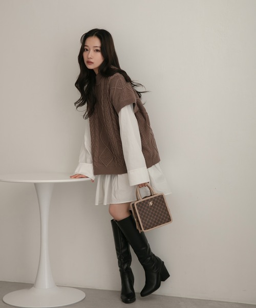 ANDGEEBEE（アンジービー）の「シャツニットワンピ（ニット/セーター・レディース・モカ/ベージュ・MEDIUM）」の19枚目の写真