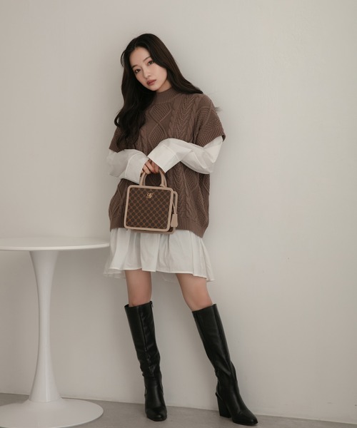 ANDGEEBEE（アンジービー）の「シャツニットワンピ（ニット/セーター・レディース・モカ/ベージュ・MEDIUM）」の9枚目の写真