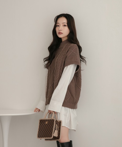 ANDGEEBEE（アンジービー）の「シャツニットワンピ（ニット/セーター・レディース・モカ/ベージュ・MEDIUM）」の14枚目の写真