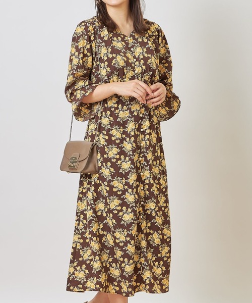 フロントパール飾り釦ウエストシャーリングキャンディースリーブフラワープリントワンピース ワンピース Tocco Closet トッコ クローゼット のファッション通販 Zozotown