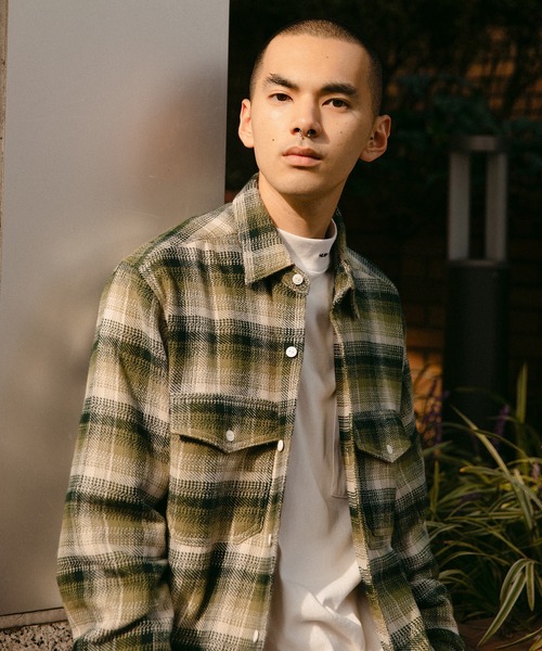 HUF（ハフ）の「HOMBRE PLAID L/S SHIRT / HUF シャツ ロングスリーブ（シャツ/ブラウス・メンズ・グリーン/パープル・SMALL/MEDIUM/LARGE/X-LARGE）」の3枚目の写真