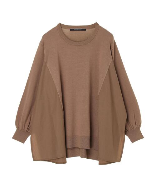 YECCA VECCA（イェッカヴェッカ）の「・異素材MIXデザインニット＊（ニット/セーター・レディース・ライトベージュ/ブラック/ダークベージュ・FREE）」の6枚目の写真