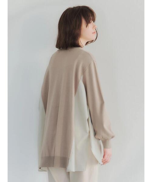 YECCA VECCA（イェッカヴェッカ）の「・異素材MIXデザインニット＊（ニット/セーター・レディース・ライトベージュ/ブラック/ダークベージュ・FREE）」の8枚目の写真