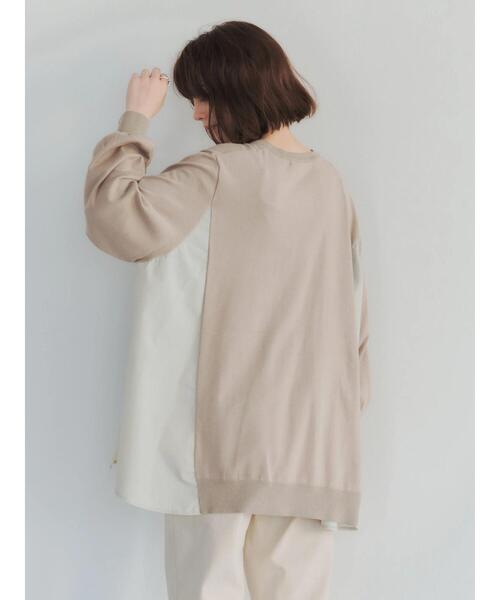 YECCA VECCA（イェッカヴェッカ）の「・異素材MIXデザインニット＊（ニット/セーター・レディース・ライトベージュ/ブラック/ダークベージュ・FREE）」の9枚目の写真