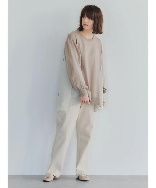 YECCA VECCA（イェッカヴェッカ）の「・異素材MIXデザインニット＊（ニット/セーター・レディース・ライトベージュ/ブラック/ダークベージュ・FREE）」の11枚目の写真