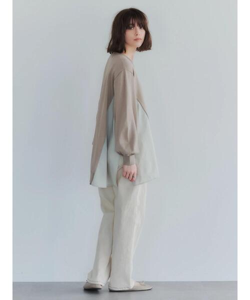 YECCA VECCA（イェッカヴェッカ）の「・異素材MIXデザインニット＊（ニット/セーター・レディース・ライトベージュ/ブラック/ダークベージュ・FREE）」の12枚目の写真