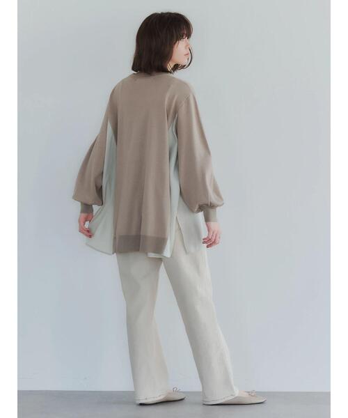 YECCA VECCA（イェッカヴェッカ）の「・異素材MIXデザインニット＊（ニット/セーター・レディース・ライトベージュ/ブラック/ダークベージュ・FREE）」の13枚目の写真