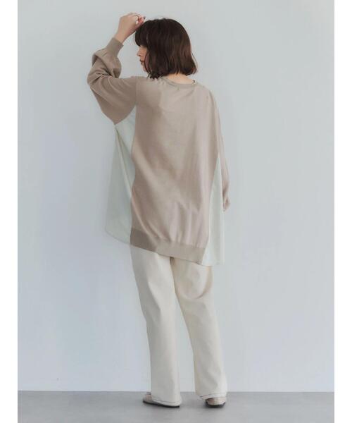 YECCA VECCA（イェッカヴェッカ）の「・異素材MIXデザインニット＊（ニット/セーター・レディース・ライトベージュ/ブラック/ダークベージュ・FREE）」の14枚目の写真