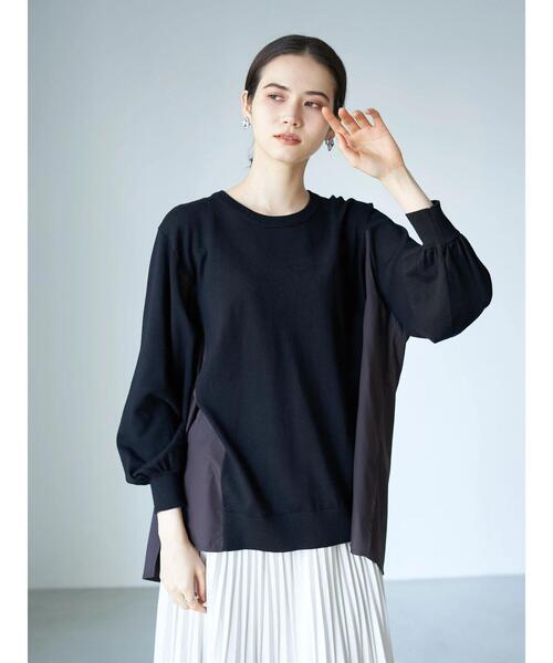 YECCA VECCA（イェッカヴェッカ）の「・異素材MIXデザインニット＊（ニット/セーター・レディース・ライトベージュ/ブラック/ダークベージュ・FREE）」の17枚目の写真