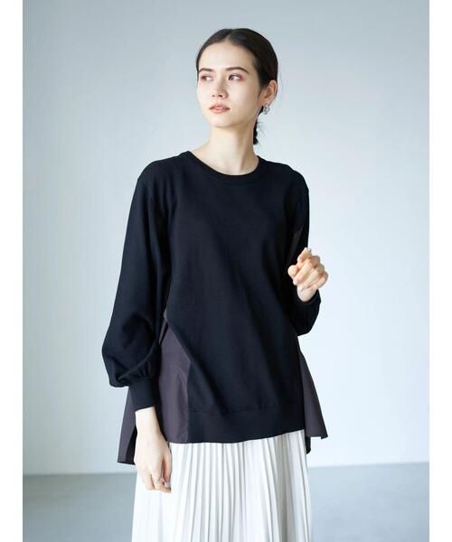 YECCA VECCA（イェッカヴェッカ）の「・異素材MIXデザインニット＊（ニット/セーター・レディース・ライトベージュ/ブラック/ダークベージュ・FREE）」の18枚目の写真