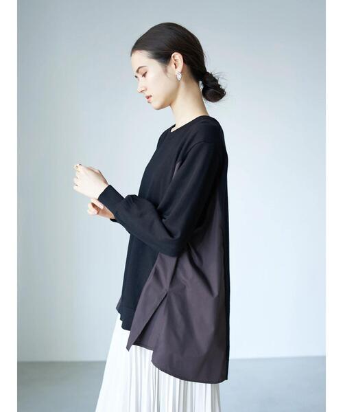 YECCA VECCA（イェッカヴェッカ）の「・異素材MIXデザインニット＊（ニット/セーター・レディース・ライトベージュ/ブラック/ダークベージュ・FREE）」の21枚目の写真