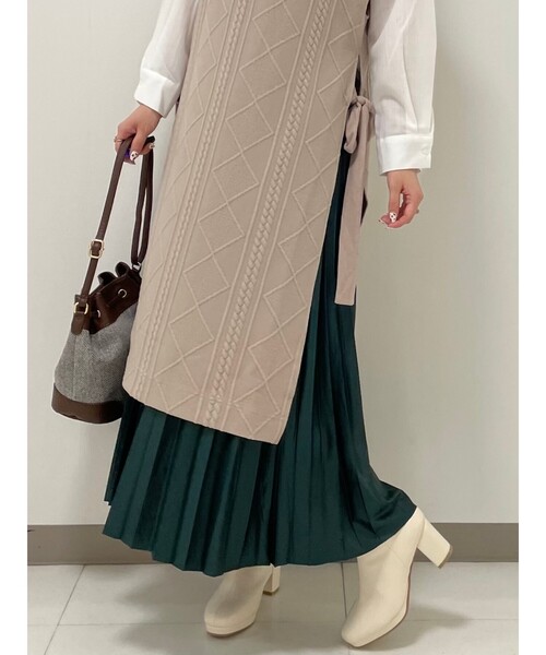 Cutie Blonde（キューティーブロンド）の「◆【S-L】フェイクレザープリーツスカート（スカート・レディース・ブラック/ダークグリーン/ダークブラウン/ベージュ・01/02/03）」の10枚目の写真