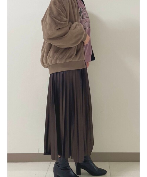 Cutie Blonde（キューティーブロンド）の「◆【S-L】フェイクレザープリーツスカート（スカート・レディース・ブラック/ダークグリーン/ダークブラウン/ベージュ・01/02/03）」の22枚目の写真