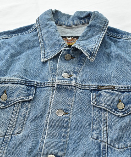 Harley-Davidson（ハーレーダビッドソン）の「【ヴィンテージ古着】HARLEY DAVIDSON/ハーレーダビッドソン バック刺繍 デニムベスト（ベスト・メンズ・ブルー・SMALL）」の4枚目の写真
