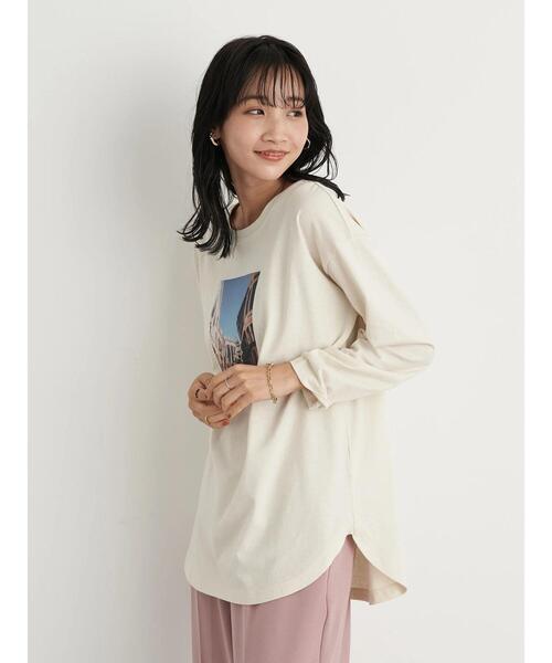 earth music&ecology(アースミュージックアンドエコロジー)の「フォトプリント長袖プルオーバー *(Tシャツ/カットソー・レディース・チャコールグレー/アイボリー/ホワイト系その他2・FREE)」の10枚目の写真