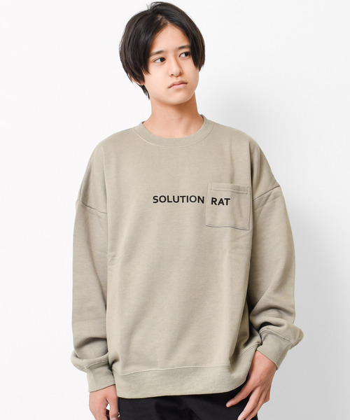 RAT EFFECT（ラットエフェクト）の「【裏起毛】ポケット付きバックロゴトレーナー（スウェット・キッズ・グリーン/グレー/ライトブルー/アイボリー/ブラック/チャコールグレー・120/150/140/160/130/170）」の4枚目の写真