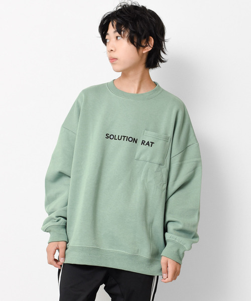 RAT EFFECT（ラットエフェクト）の「【裏起毛】ポケット付きバックロゴトレーナー（スウェット・キッズ・グリーン/グレー/ライトブルー/アイボリー/ブラック/チャコールグレー・120/150/140/160/130/170）」の5枚目の写真