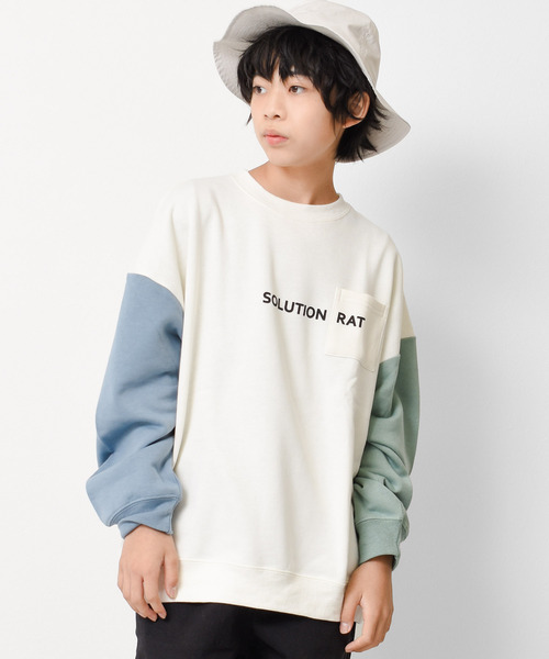 RAT EFFECT（ラットエフェクト）の「【裏起毛】ポケット付きバックロゴトレーナー（スウェット・キッズ・グリーン/グレー/ライトブルー/アイボリー/ブラック/チャコールグレー・120/150/140/160/130/170）」の2枚目の写真