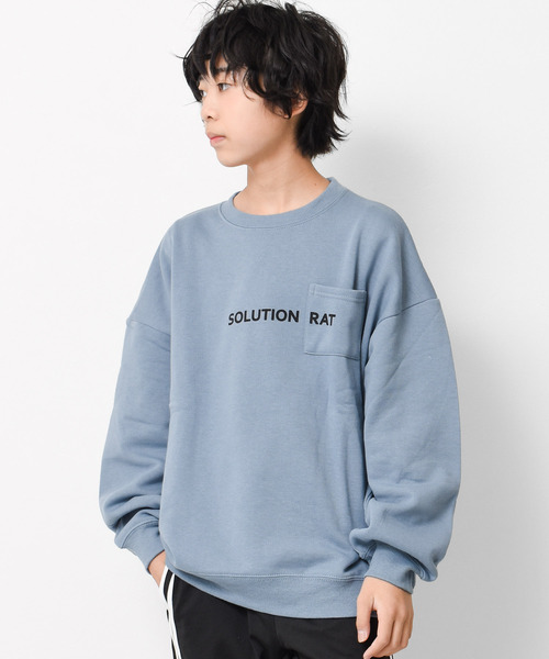 RAT EFFECT（ラットエフェクト）の「【裏起毛】ポケット付きバックロゴトレーナー（スウェット・キッズ・グリーン/グレー/ライトブルー/アイボリー/ブラック/チャコールグレー・120/150/140/160/130/170）」の6枚目の写真