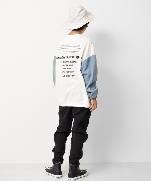 RAT EFFECT（ラットエフェクト）の「【裏起毛】ポケット付きバックロゴトレーナー（スウェット・キッズ・グリーン/グレー/ライトブルー/アイボリー/ブラック/チャコールグレー・120/150/140/160/130/170）」の8枚目の写真