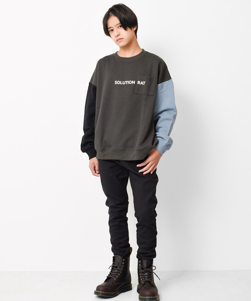 RAT EFFECT（ラットエフェクト）の「【裏起毛】ポケット付きバックロゴトレーナー（スウェット・キッズ・グリーン/グレー/ライトブルー/アイボリー/ブラック/チャコールグレー・120/150/140/160/130/170）」の11枚目の写真