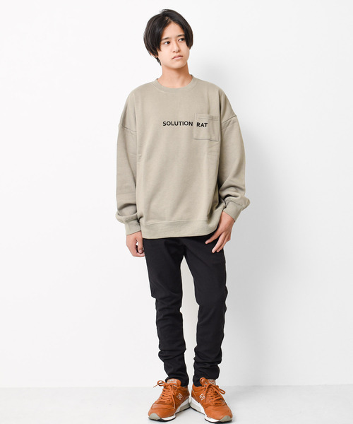 RAT EFFECT（ラットエフェクト）の「【裏起毛】ポケット付きバックロゴトレーナー（スウェット・キッズ・グリーン/グレー/ライトブルー/アイボリー/ブラック/チャコールグレー・120/150/140/160/130/170）」の13枚目の写真