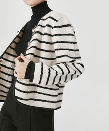 ボーダー ニットジャケット chw22s018