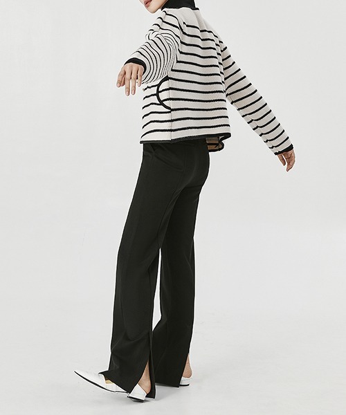 chuclla(チュクラ)の「ボーダー ニットジャケット chw22s018(カーディガン/ボレロ・レディース・アイボリー・FREE)」の6枚目の写真