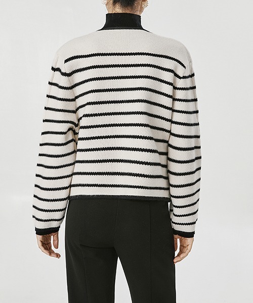 chuclla(チュクラ)の「ボーダー ニットジャケット chw22s018(カーディガン/ボレロ・レディース・アイボリー・FREE)」の7枚目の写真