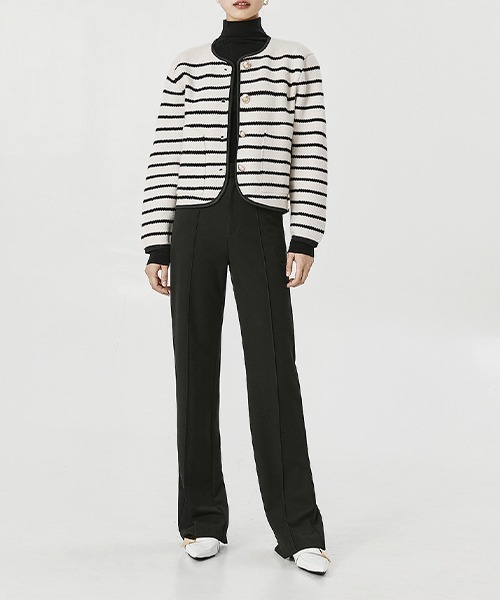 chuclla(チュクラ)の「ボーダー ニットジャケット chw22s018(カーディガン/ボレロ・レディース・アイボリー・FREE)」の8枚目の写真