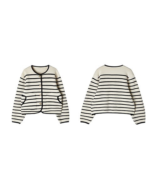 chuclla(チュクラ)の「ボーダー ニットジャケット chw22s018(カーディガン/ボレロ・レディース・アイボリー・FREE)」の13枚目の写真